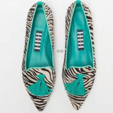 Women's Pointed-Toe Colorblock Tassel Flats