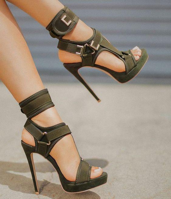 Women's Buckle Super High-Heel Platform Sandals