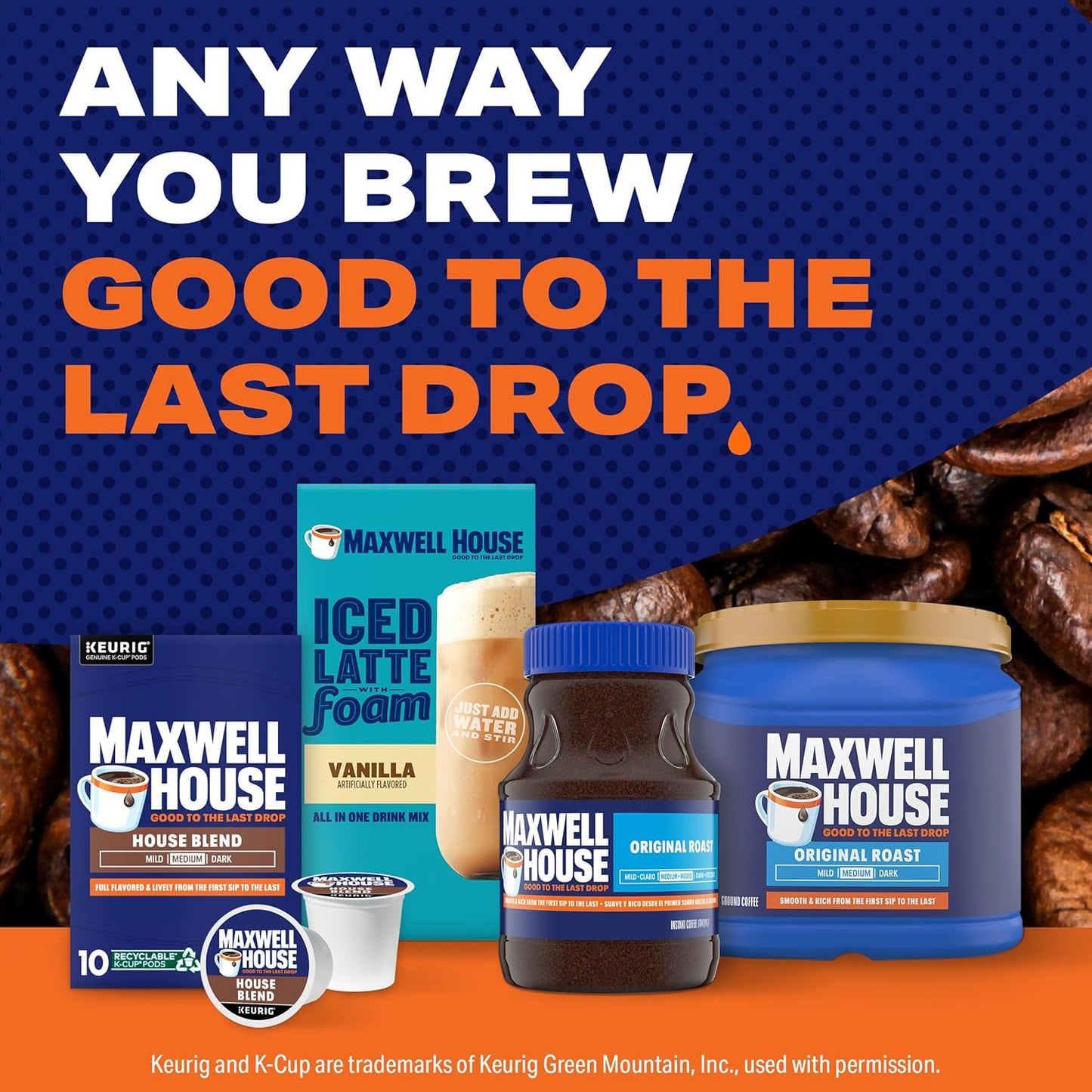 Maxwell House House Blend Medium Roast K-Cup Coffee Pods, 10 ct Box