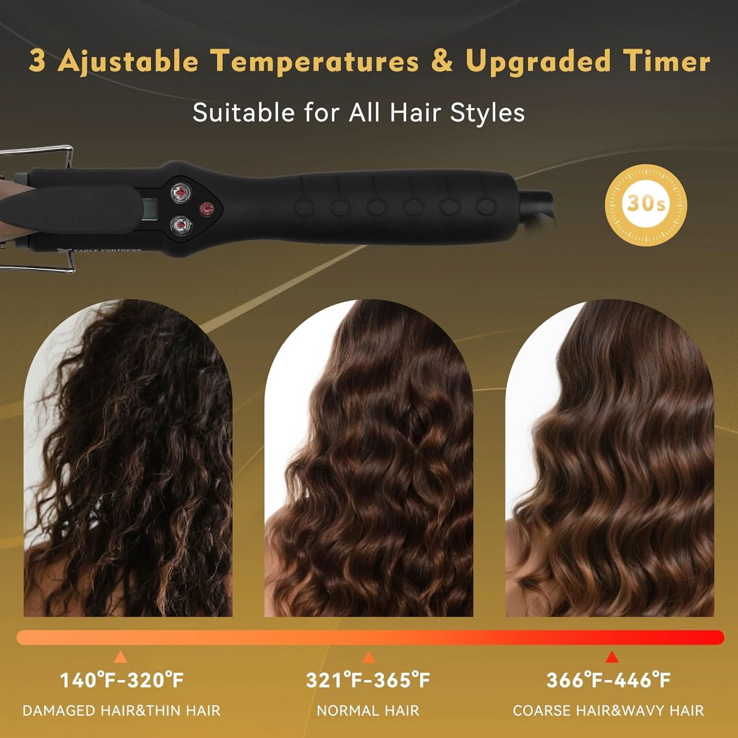 Eagle Fortress 1" Ceramic Curling Iron - Curling Wand JPA010