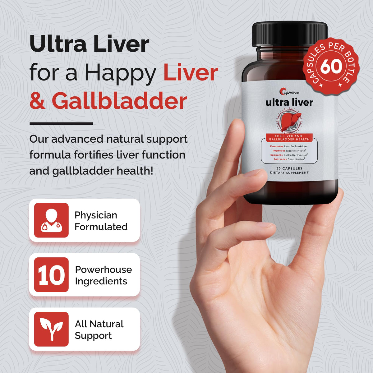UpWellness Ultra Liver Support – TMG, NAC & Milk Thistle Formula for Liver and Gallbladder Health