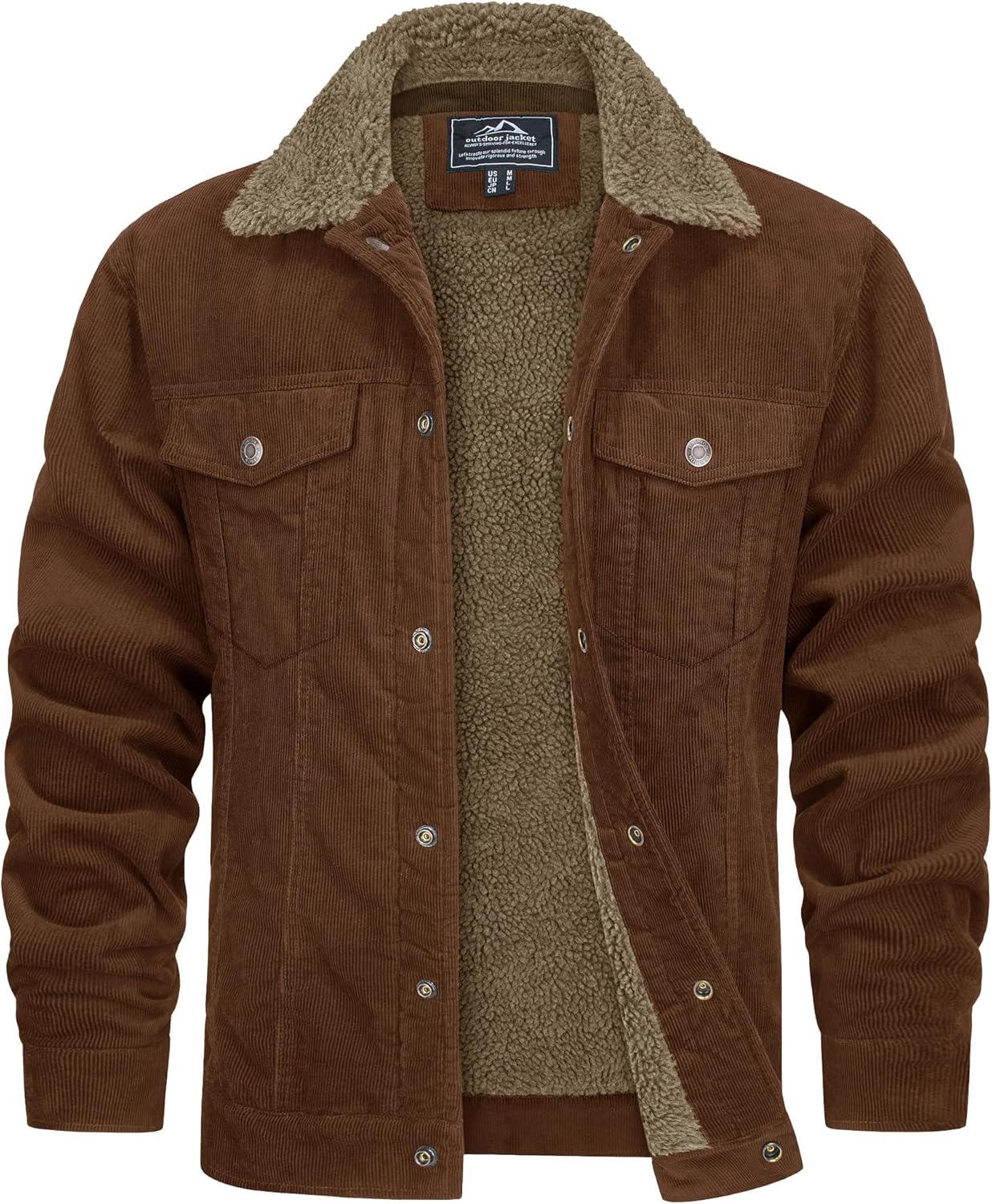 7DAY'S Men's Corduroy Jacket Fleece Sherpa Lined Winter Coats Warm Cotton Casual Trucker Cargo Jacket with Multi Pockets