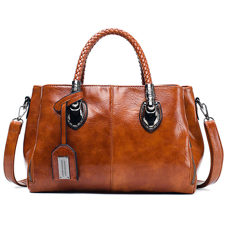 Women's Vintage Oil Wax Crossbody Bag