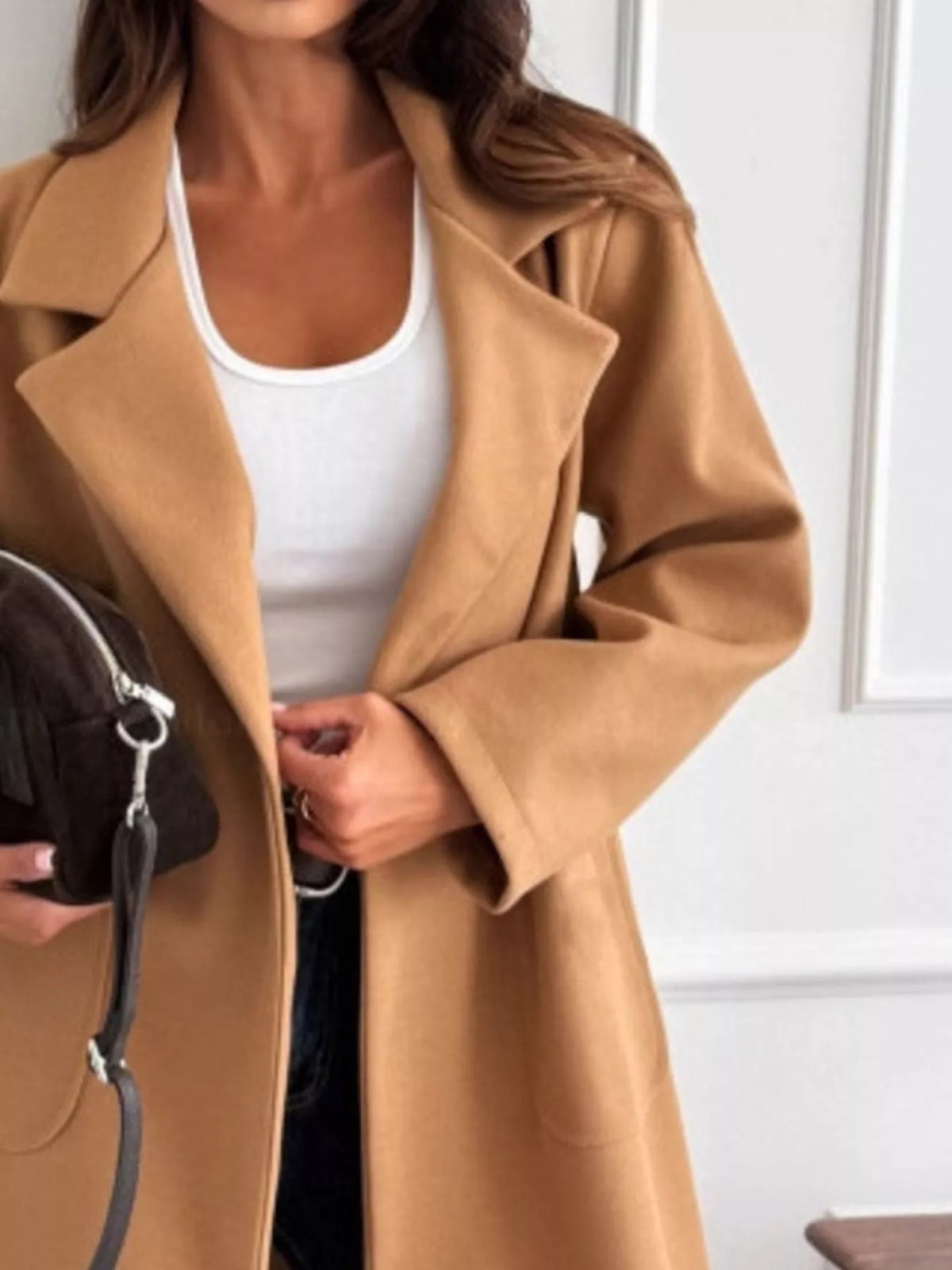 Long-Sleeve Single-Breasted Trench Coat
