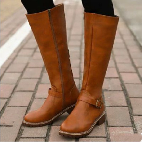 Over-the-Knee Side Zipper Thick Heel Boots