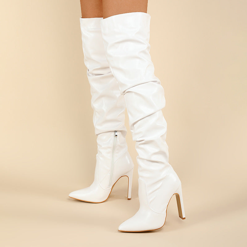 Chunky-heeled Womens Boots With A Side Zipper