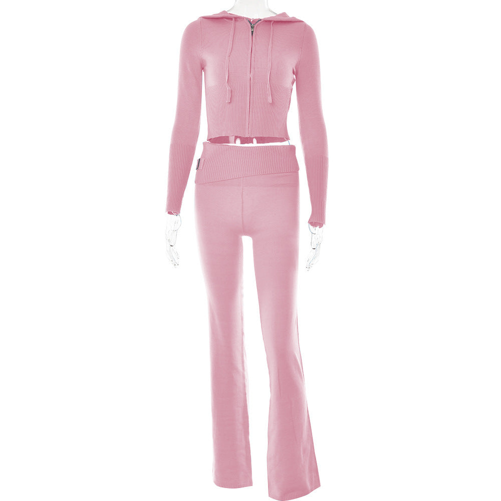 Conjunto de suéter de manga larga y pantalón largo de tiro alto