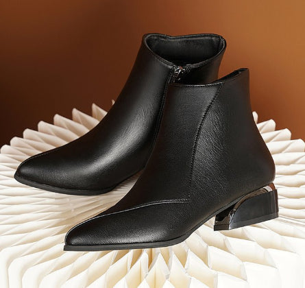 Women's British-Style Chunky Heel Martin Boots