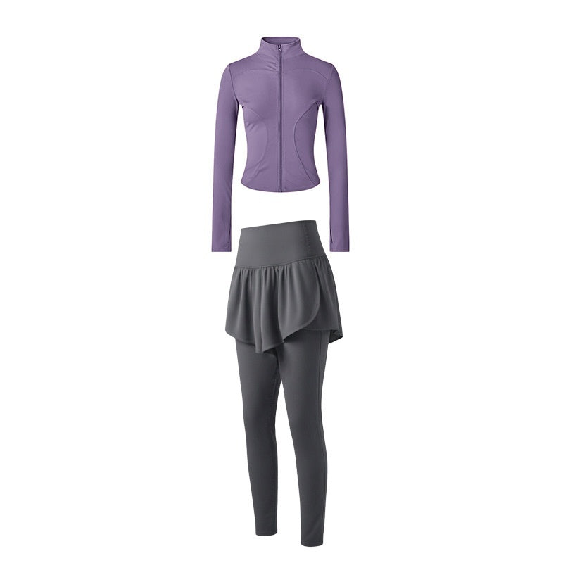 Long, Stand-collar Yoga Jacket For Womenideal For Pilates Outdoor Workouts And Running