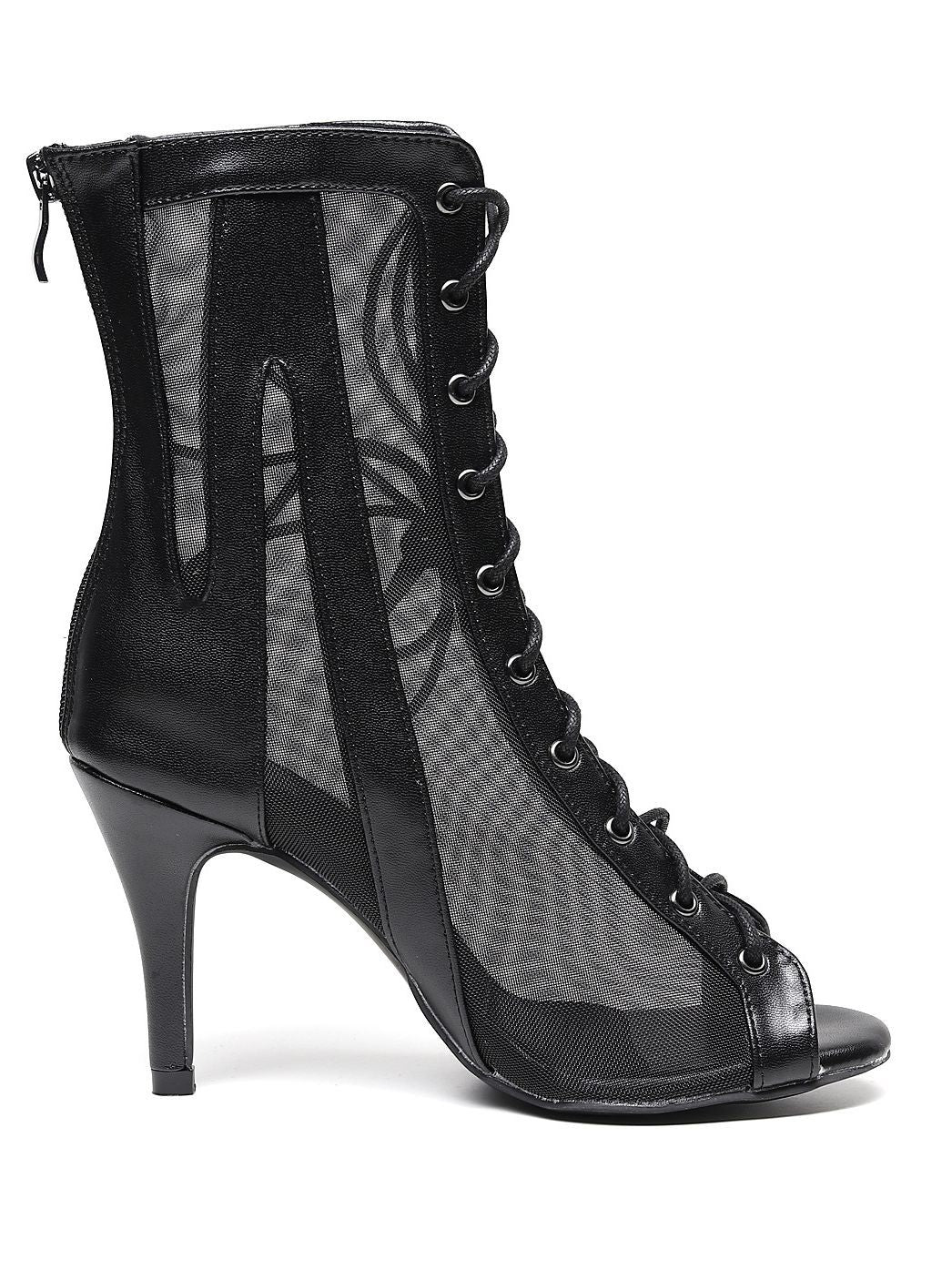 Women's Black High-Heel Ankle Boots Latin Dance