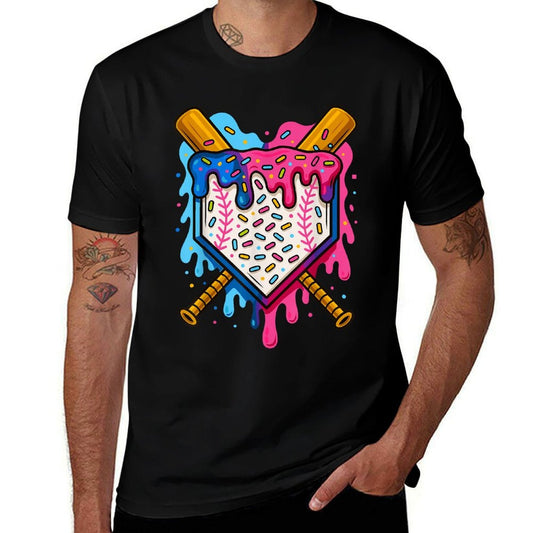 Camiseta de béisbol para niños con goteo de helado, material ecológico