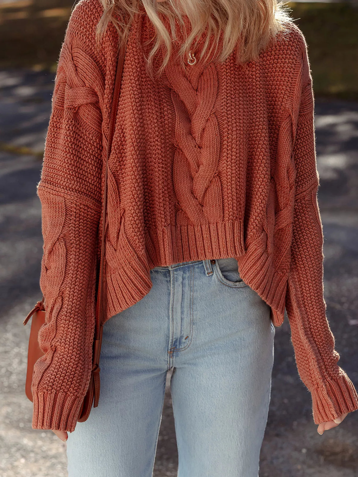 Cable-Knit Chunky Fit Slouchy Textured Sweater