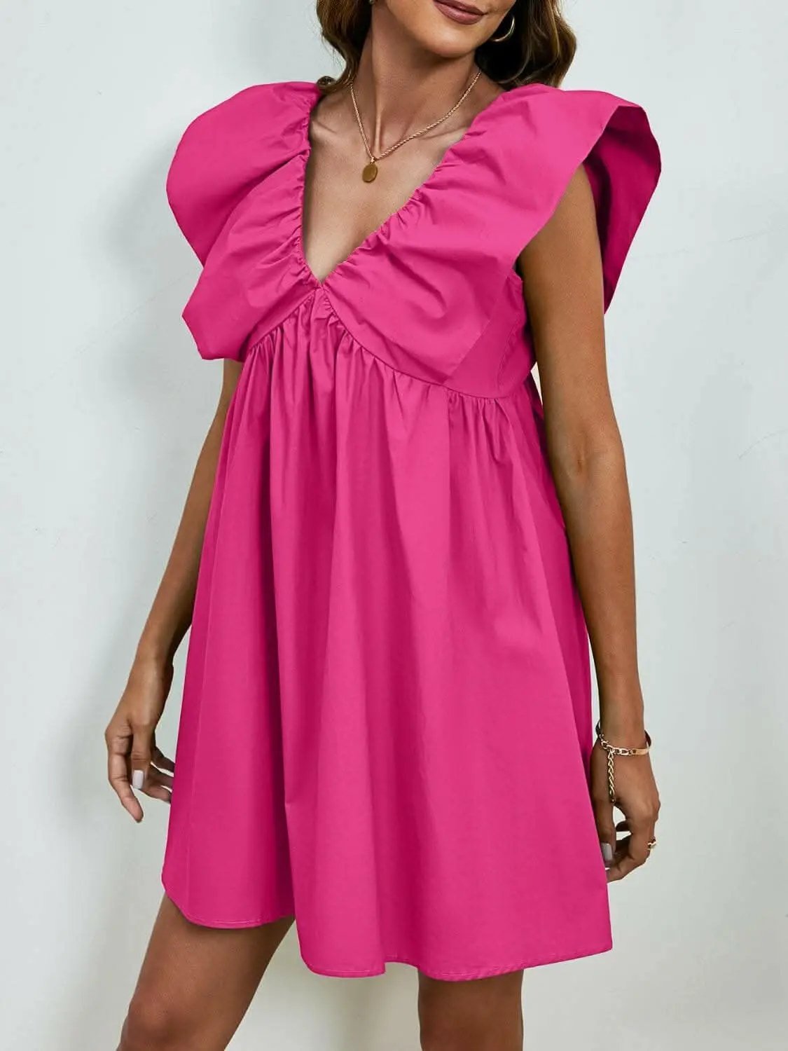 Dresses Trendsi V-neck cap sleeve mini dress