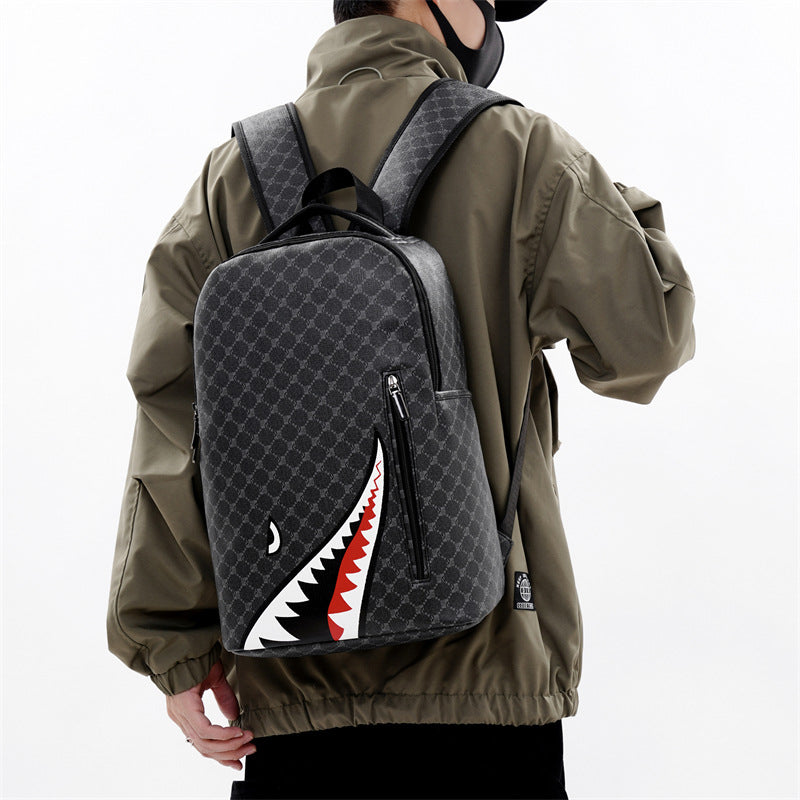 Men's Shark Print Business Backpack