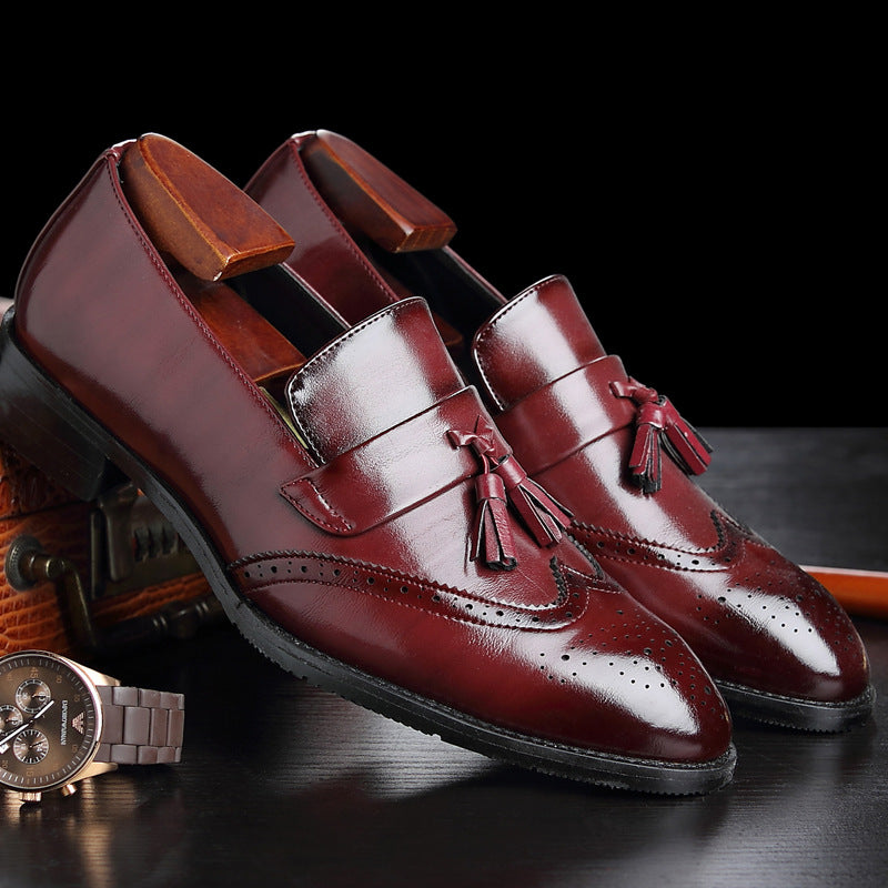 Men's Casual Fashion Brogue Fringed Leather Flats