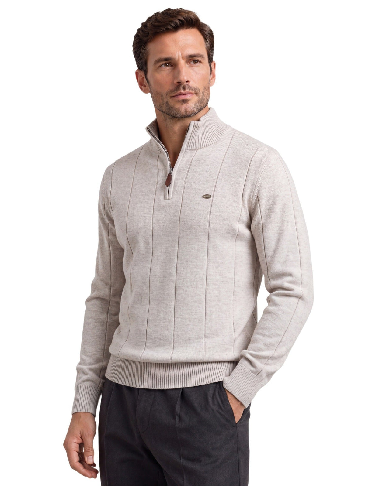 2026 Autumn Winter New European And American Men's Pure Cotton Sweater, Cross-Border Trade Stand-Up Collar Zipper Men's Pullover Sweater