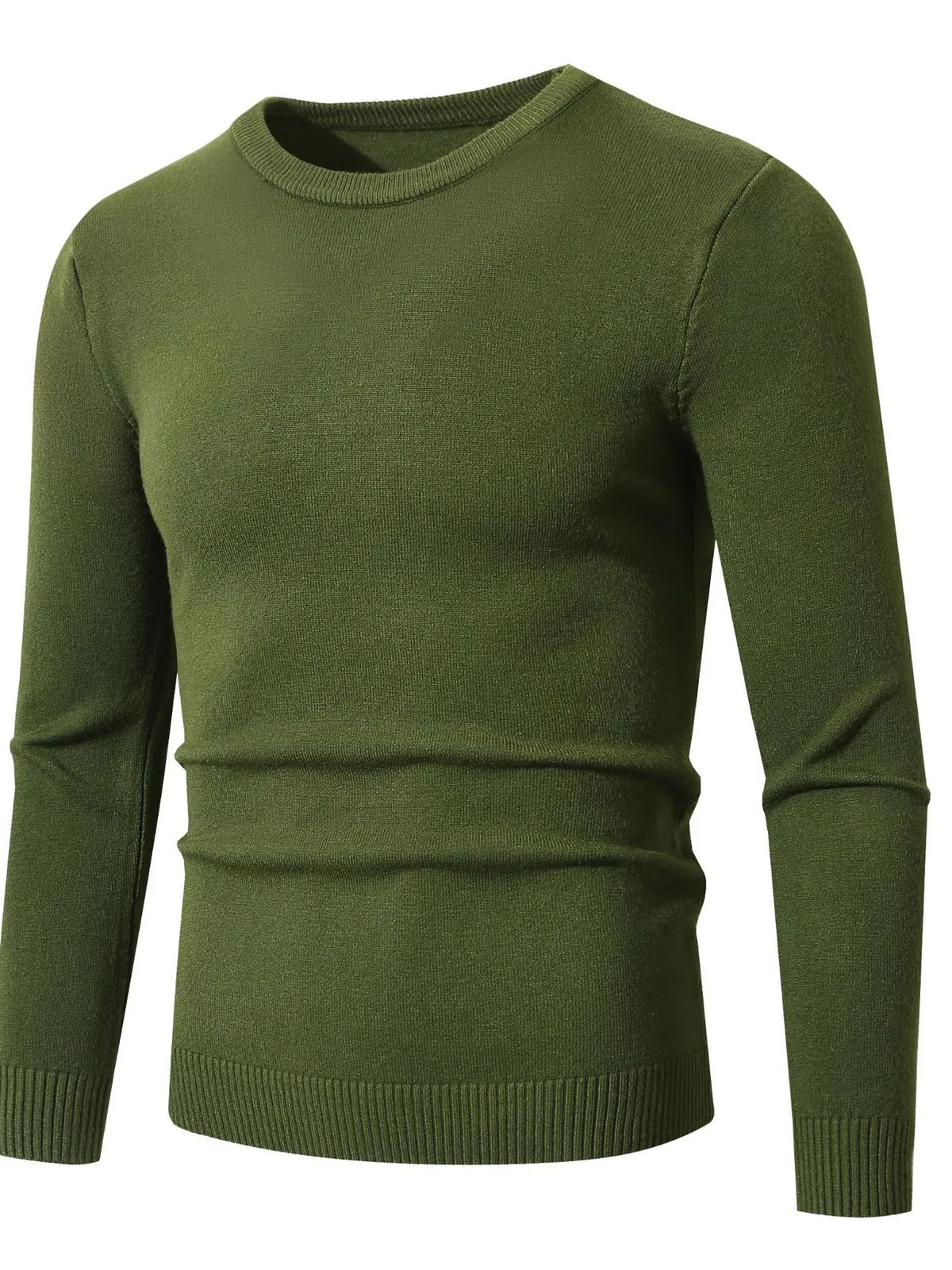Men's Plus Size Ribbed Hem Long Sleeve Sweater