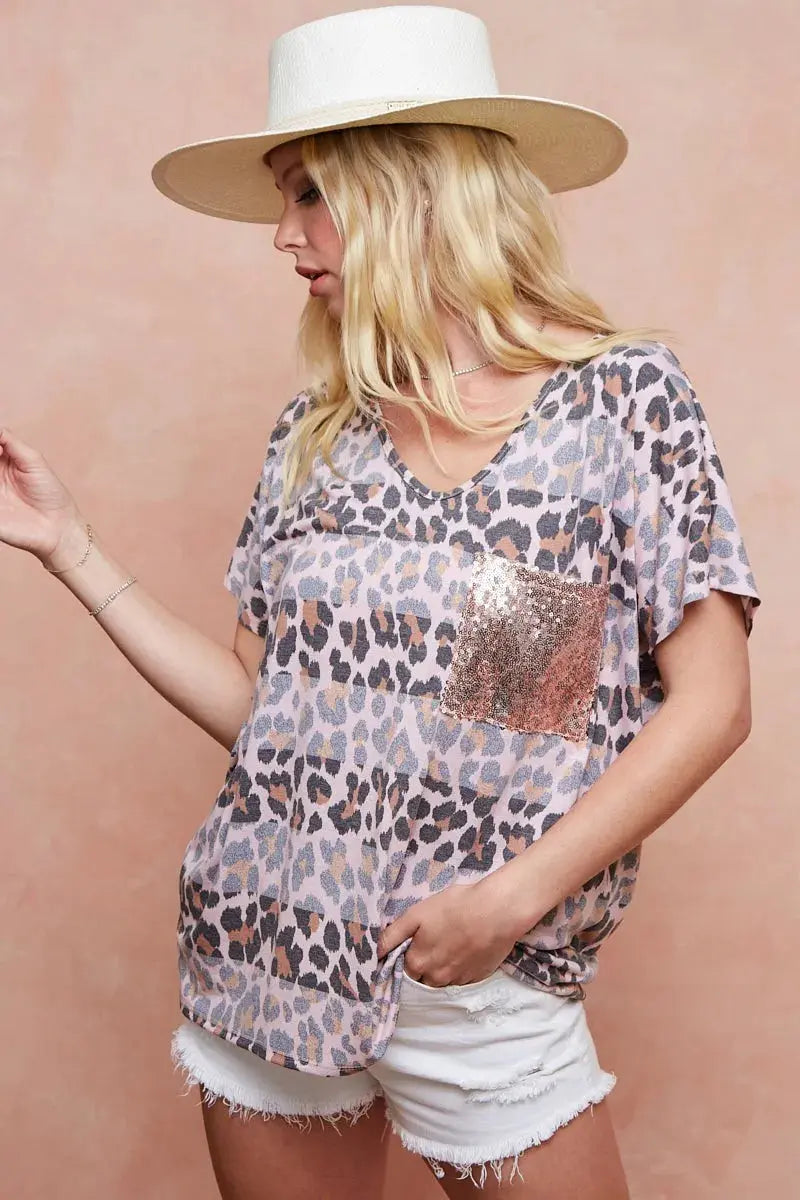 T-Shirt - Leopard Print - Women's Casual Top