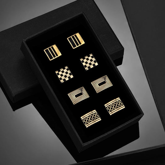 Gemelos de Cobre Chapado en Oro y Esmalte para Hombre