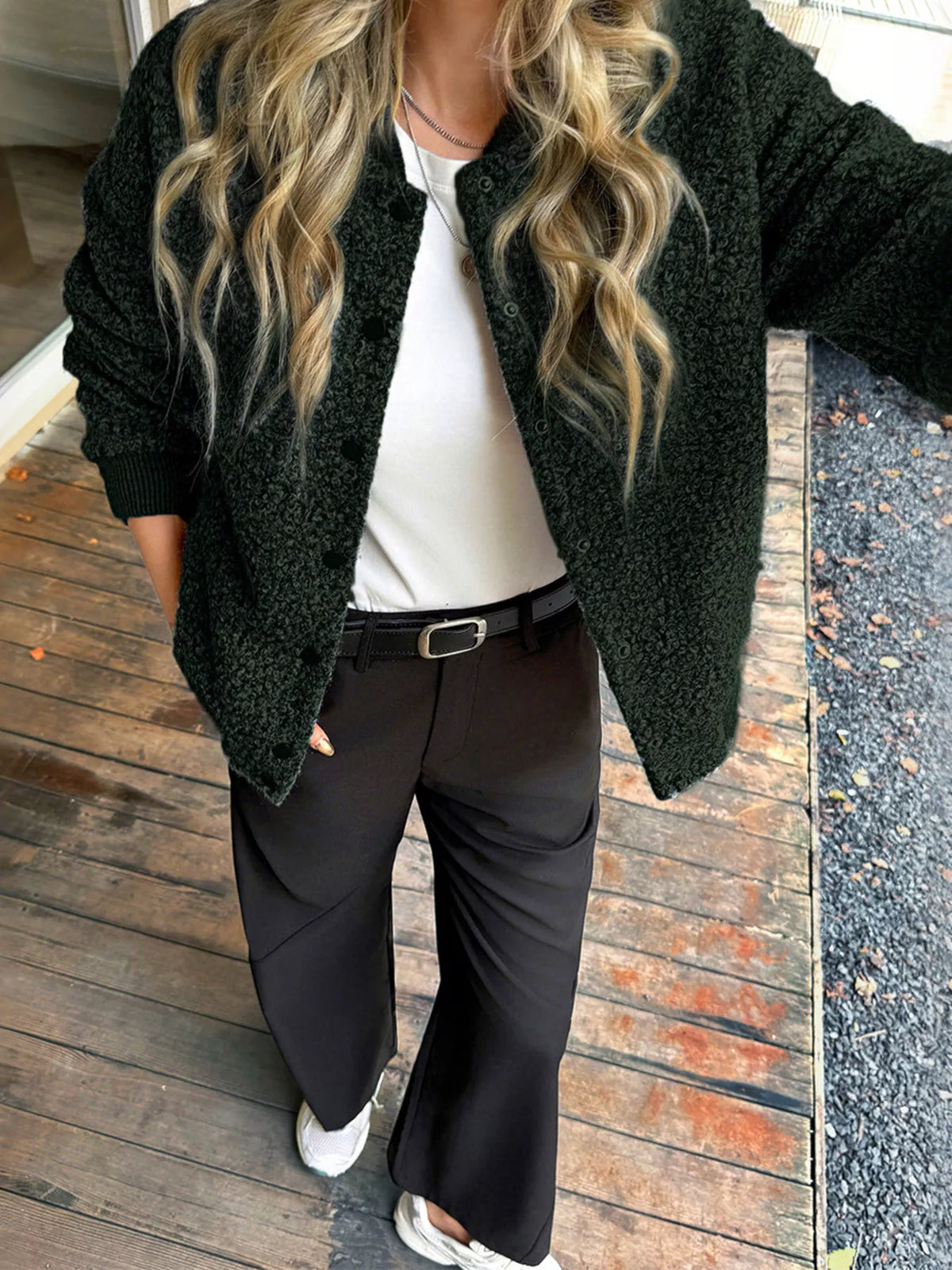 Snap Down Dropped Shoulder Jacket