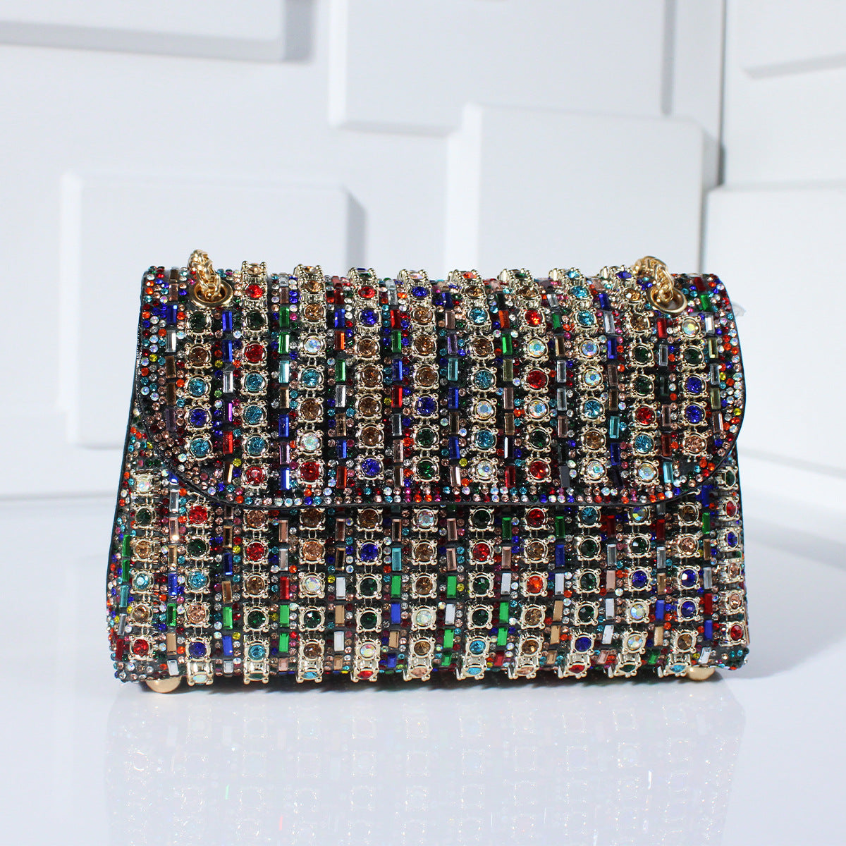 Diamond-Embedded Crossbody Travel Bag
