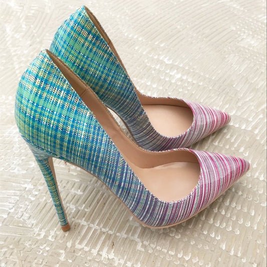 Tacones de mujer con degradado de colores. Consulte la tabla de tallas en "más detalles".