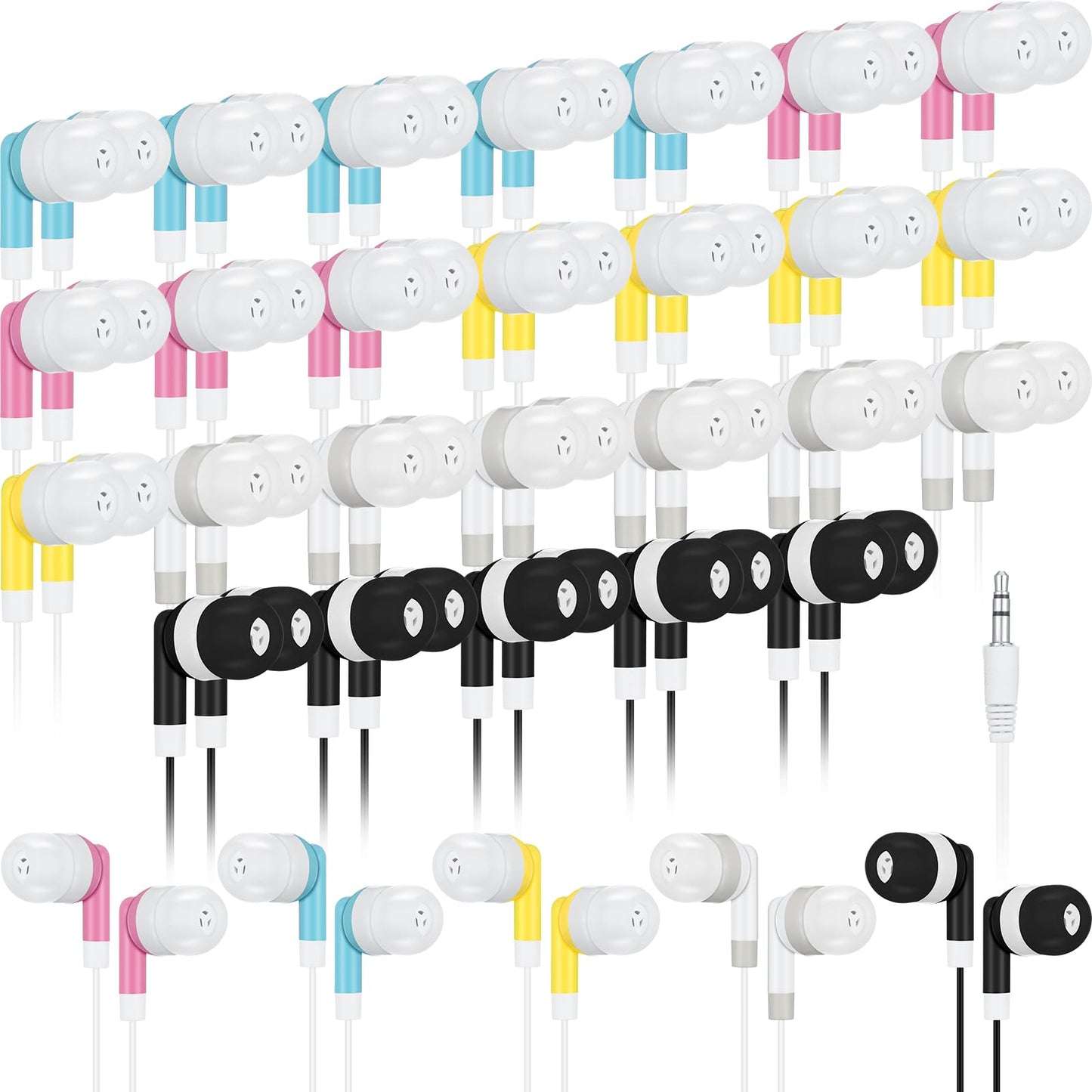 Kigeli 25 Pack Kids Bulk Earbud Headphones for Classroom Student Wired Headphones in-Ear Earbud 3.5 mm Disposable Earphones Set for Kids Adult Class School Library Laptop