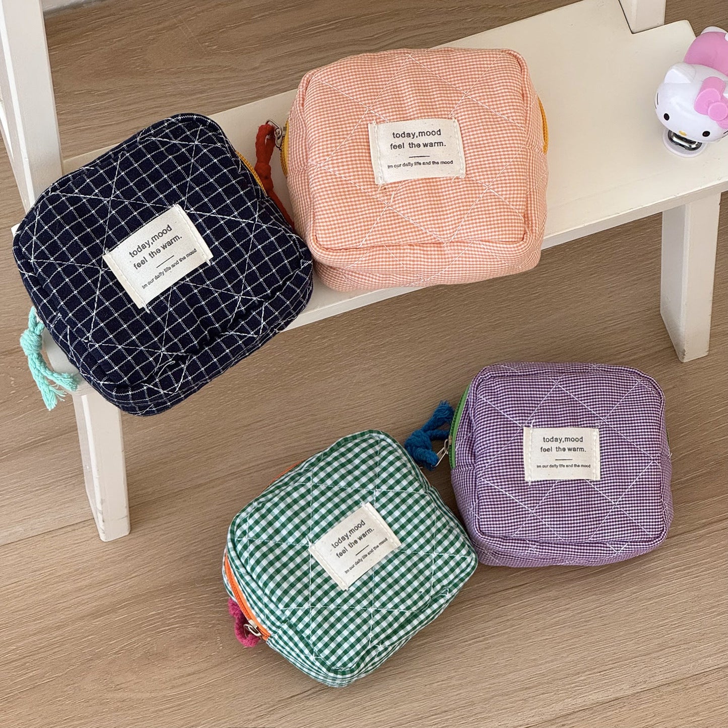 Portable Canvas Plaid Coin Purse