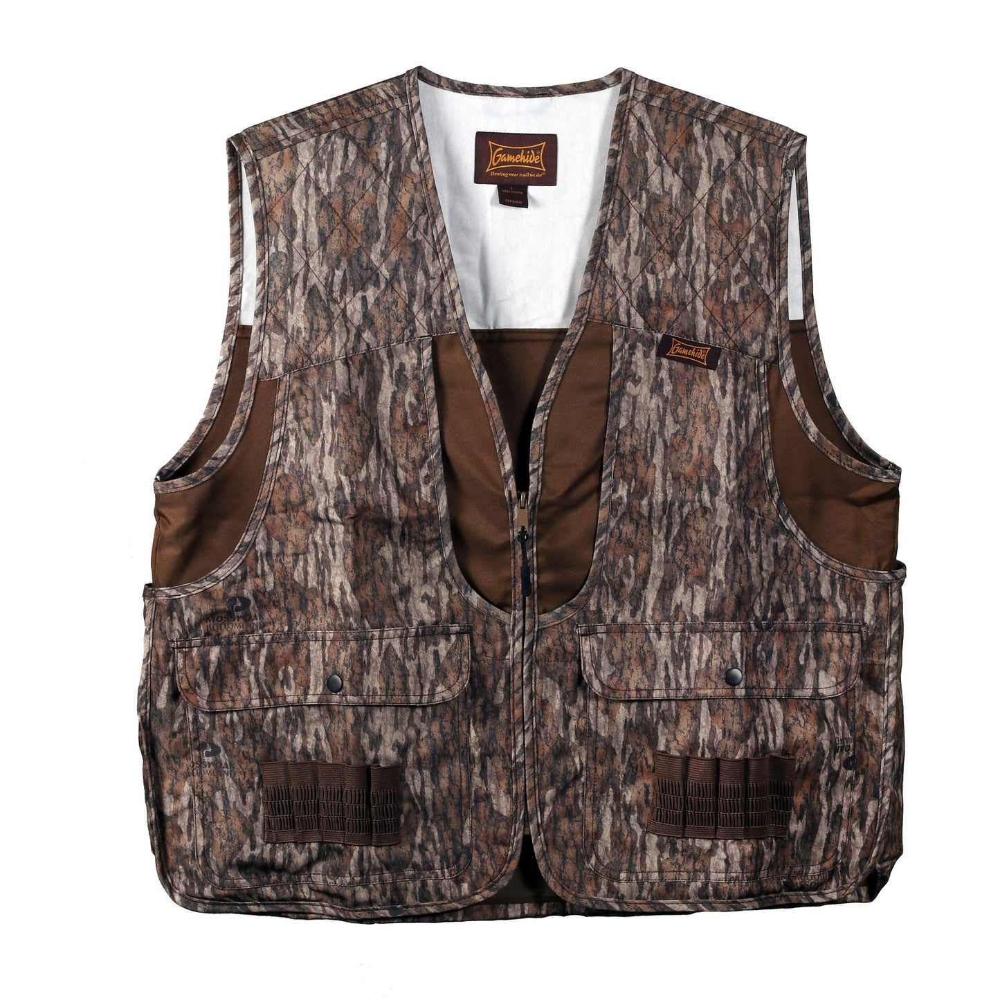 Gamehide Camo Front Loading Upland Dove Hunting Vest With Camo Back (Mossy Oak New Bottomland 4X-Large)