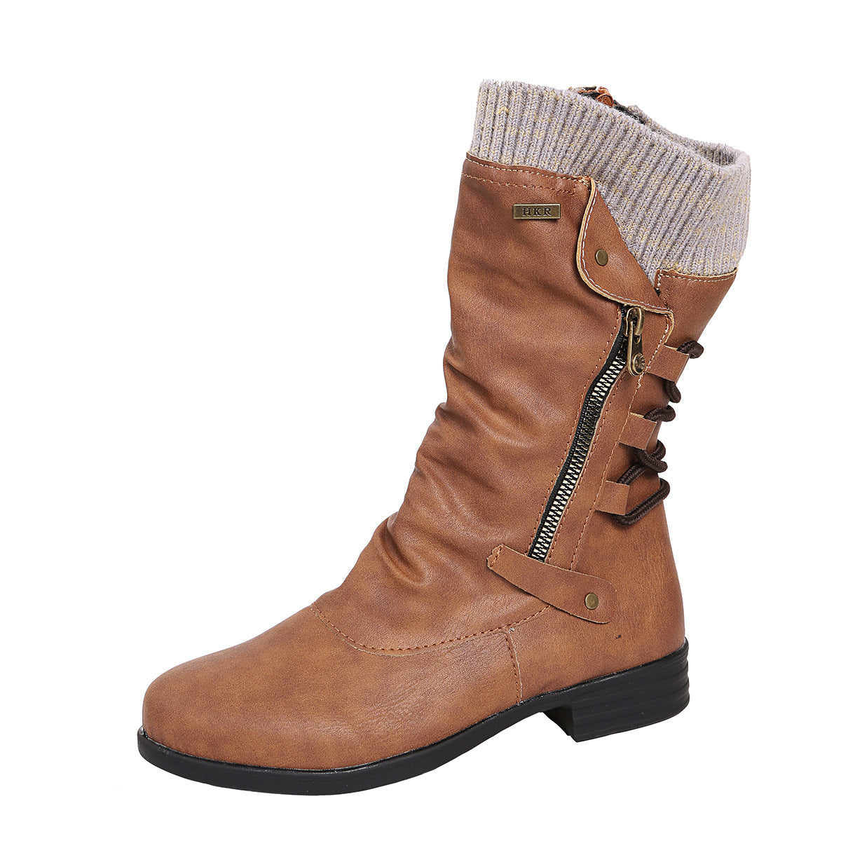 Women's Round-Toe Side Zipper Boots