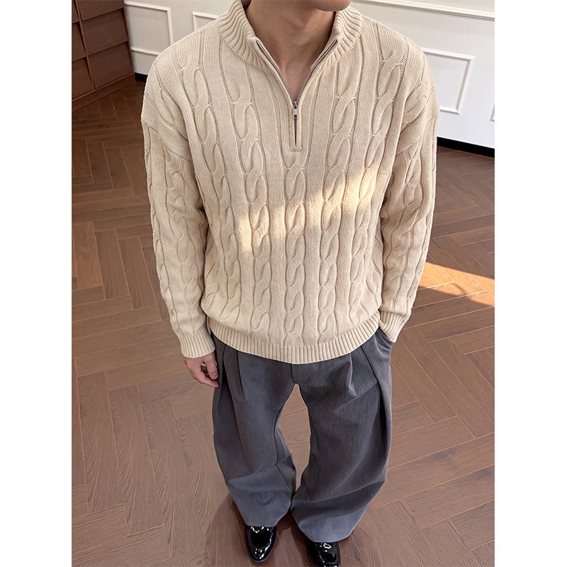 Men's Textured-knit Sweater With A Preppy Old-money Vibe