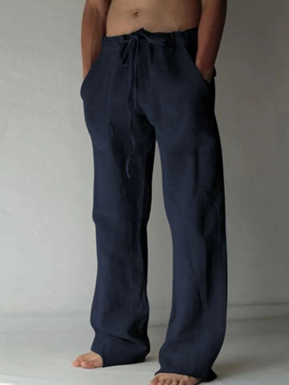 Pantalones de hombre de talla grande con cordón y corte holgado