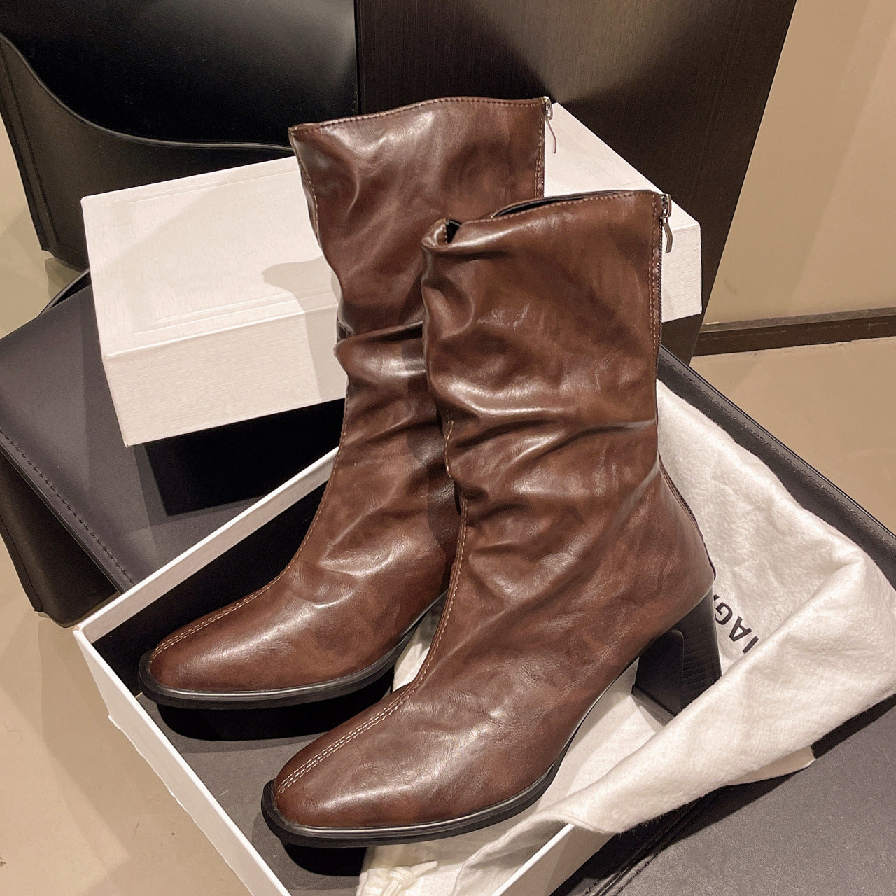Botines de tacón alto de talla grande para mujer, ancho especial – Otoño/Invierno