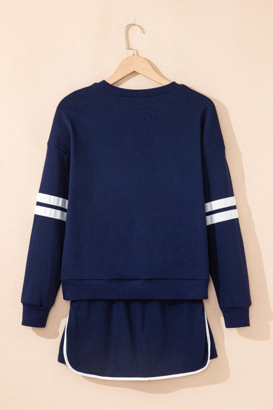 Conjunto de jersey y minifalda Varsity Stripe