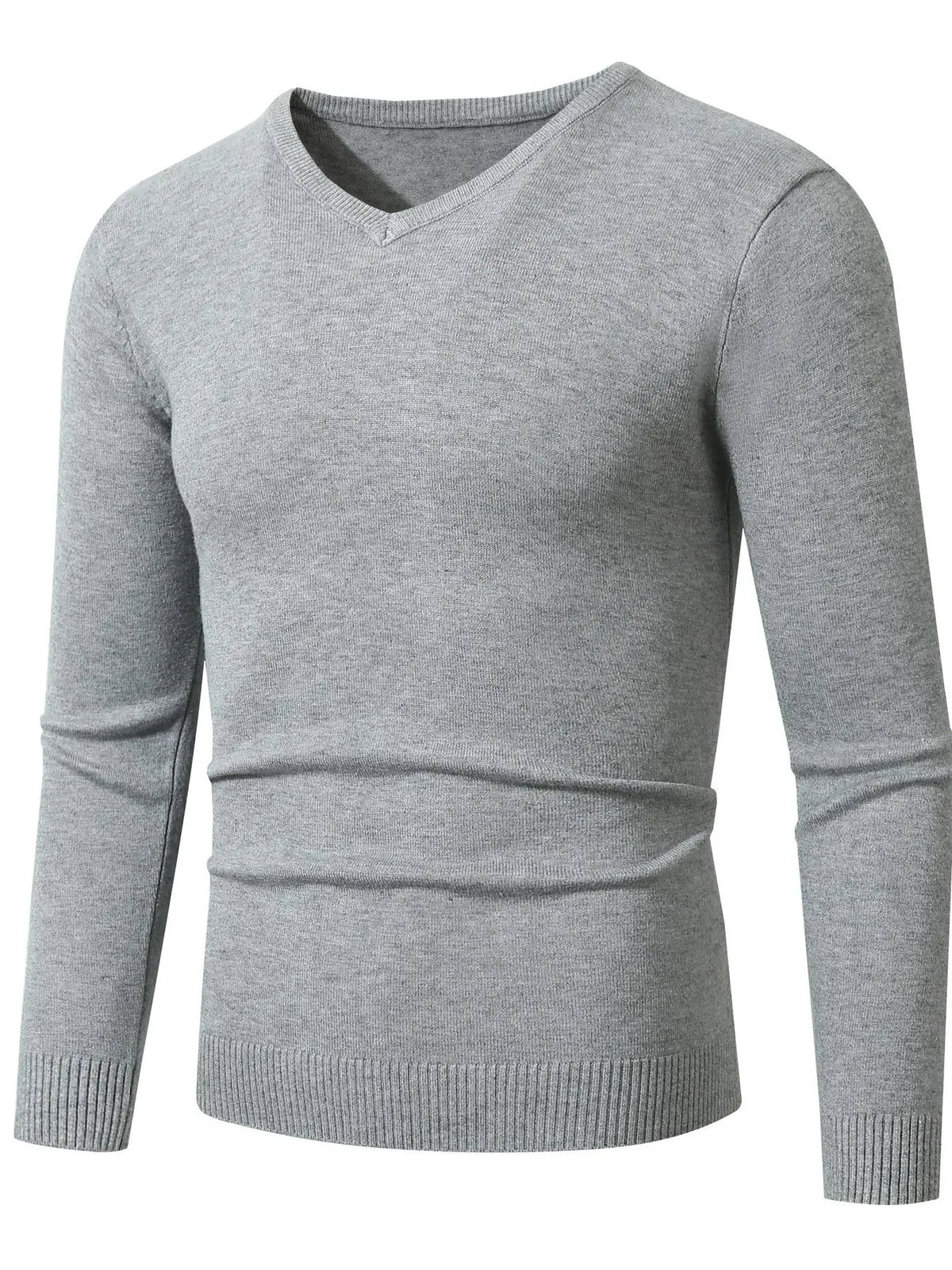 Men's Plus Size Ribbed Hem Long Sleeve Sweater