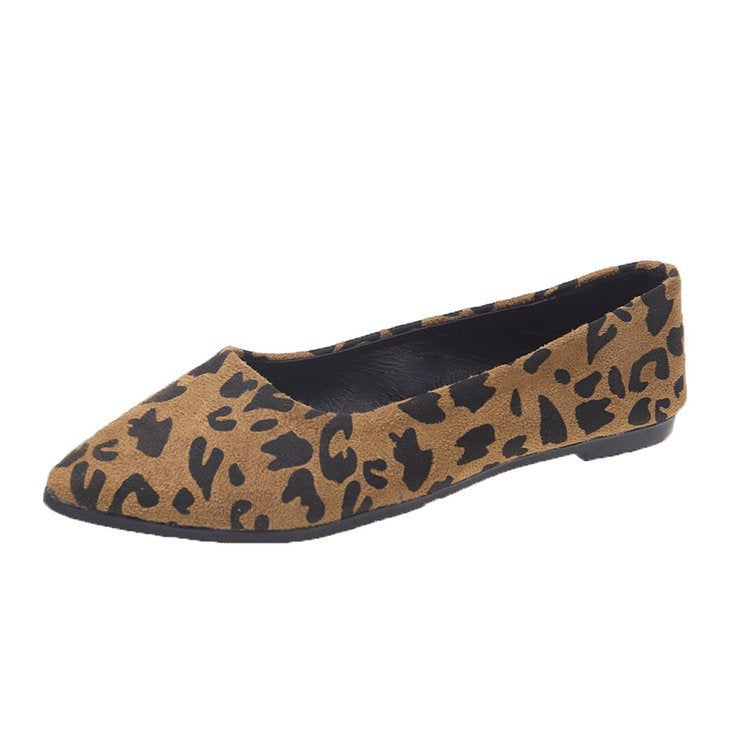 Fashion Flat Pointed Toe Shoes Leopard Print Women Flat Pumps