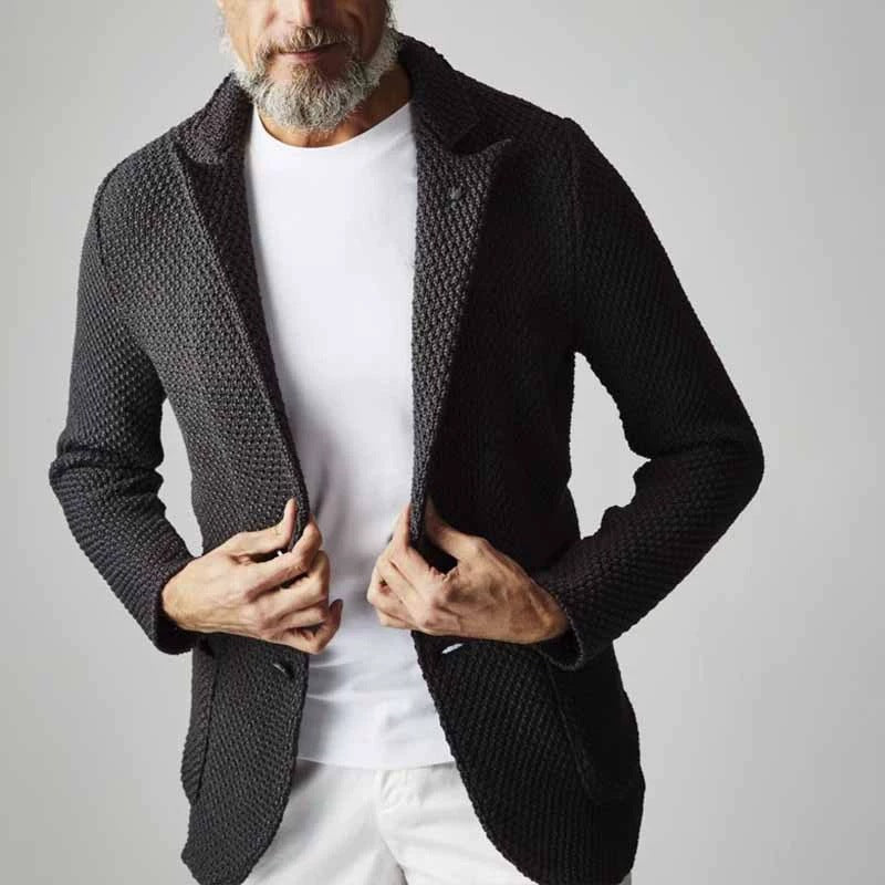 European And American Cross-Border Exclusive Independent Station Autumn And Winter Lapel Suit Casual Knitted Jacket Cardigan Sweater Jacket For Men