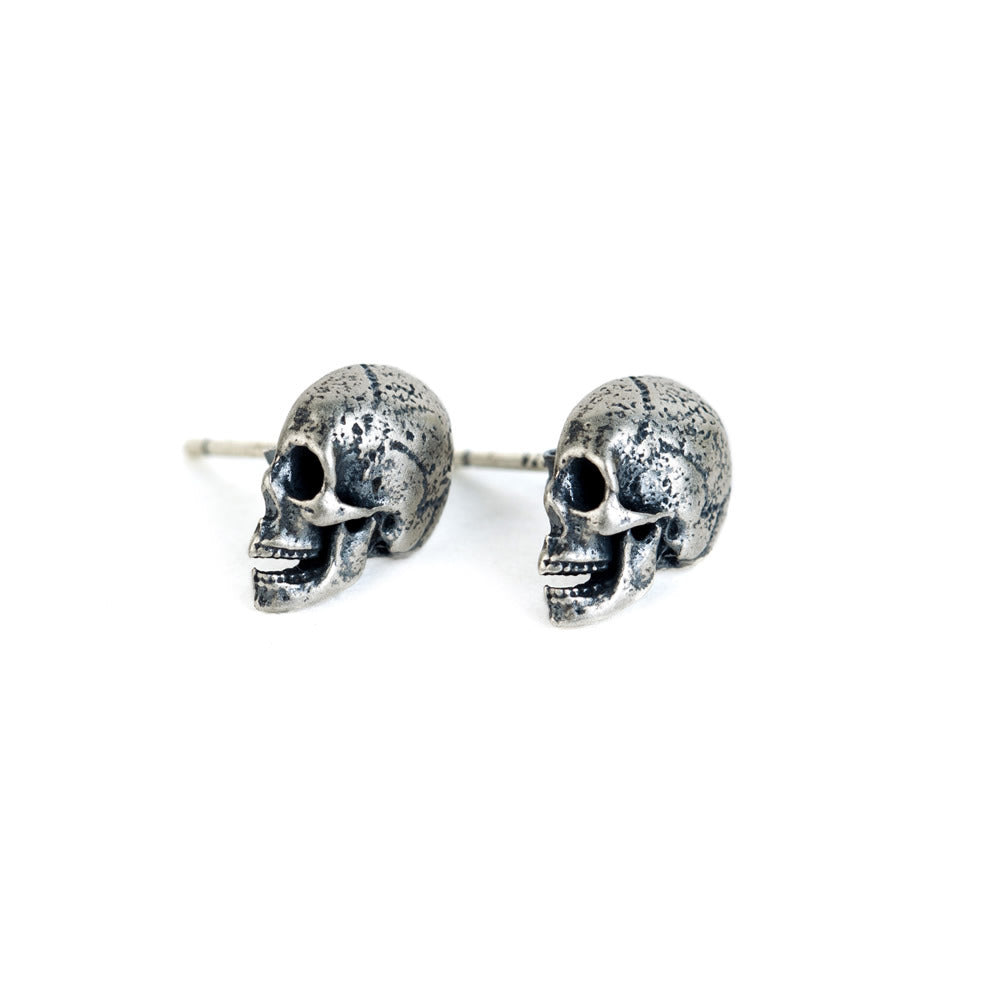 S925 Creative Distressed Half Skull Earrings