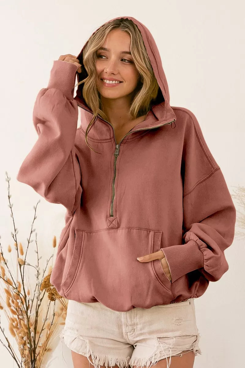 Sudadera polar con media cremallera y dobladillo elástico detallado BiBi Stitch