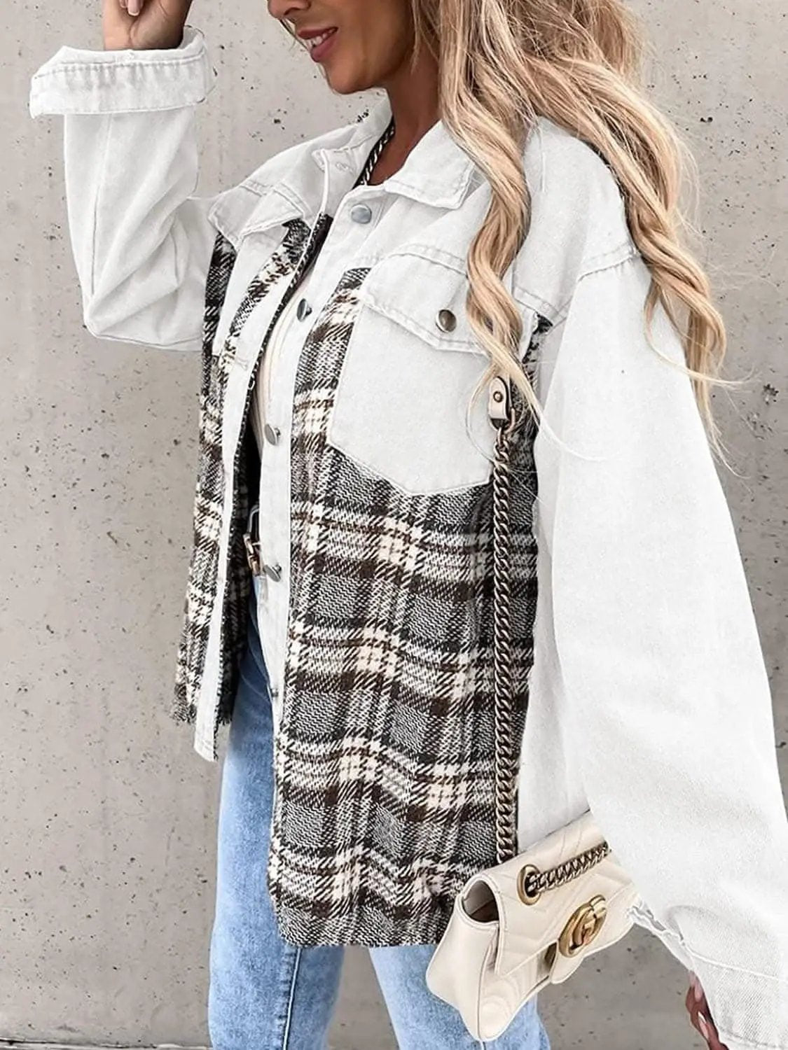 Trendsi Oversized Plaid Cotton Jacket — Casual Shacket Style