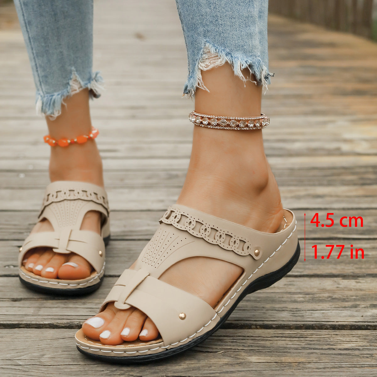 Slope Heel Roman Style Slippers