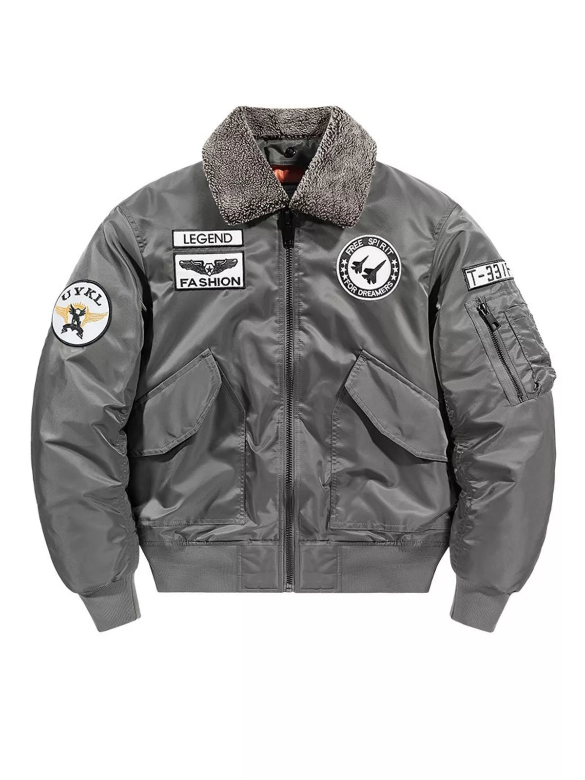 Men's Plus Size Embroidered Patches Bomber Jacket