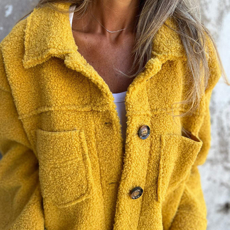 Chaqueta Sherpa para mujer de talla grande en color liso