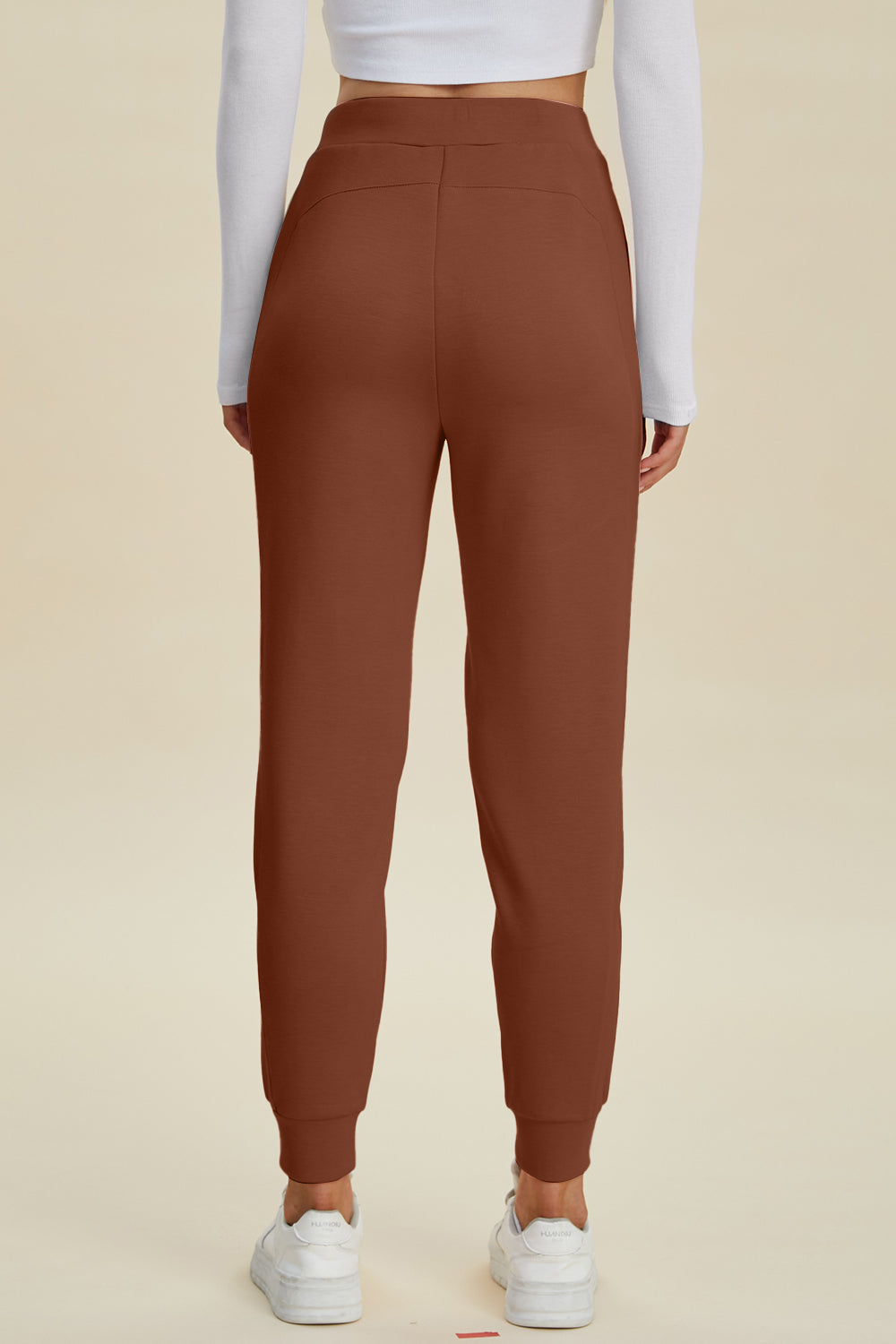 Joggers de cintura alta Basic Bae de tejido Air Scuba con cordón, talla completa