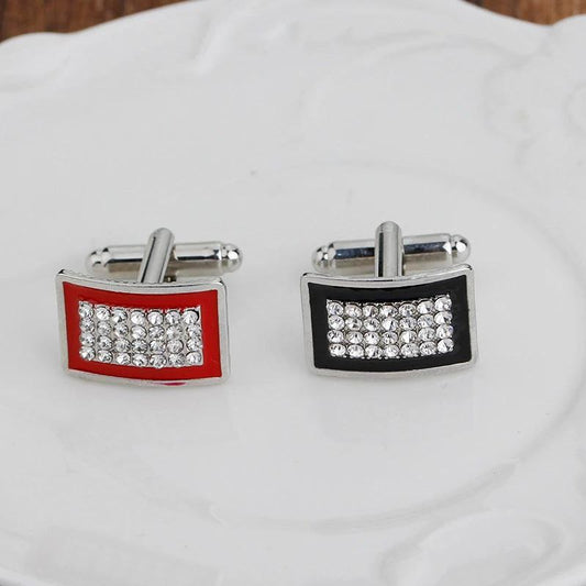 Elegantes Gemelos Franceses con Diseño Geométrico Rectangular y Diamantes