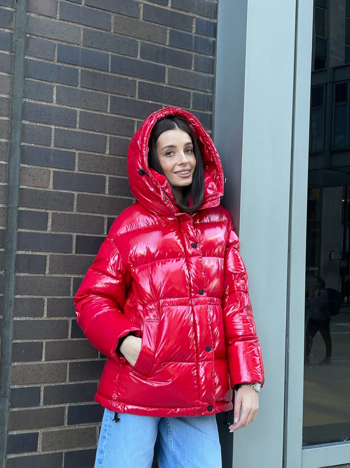 Chaqueta con capucha de plumón prémium Gia Laqué
