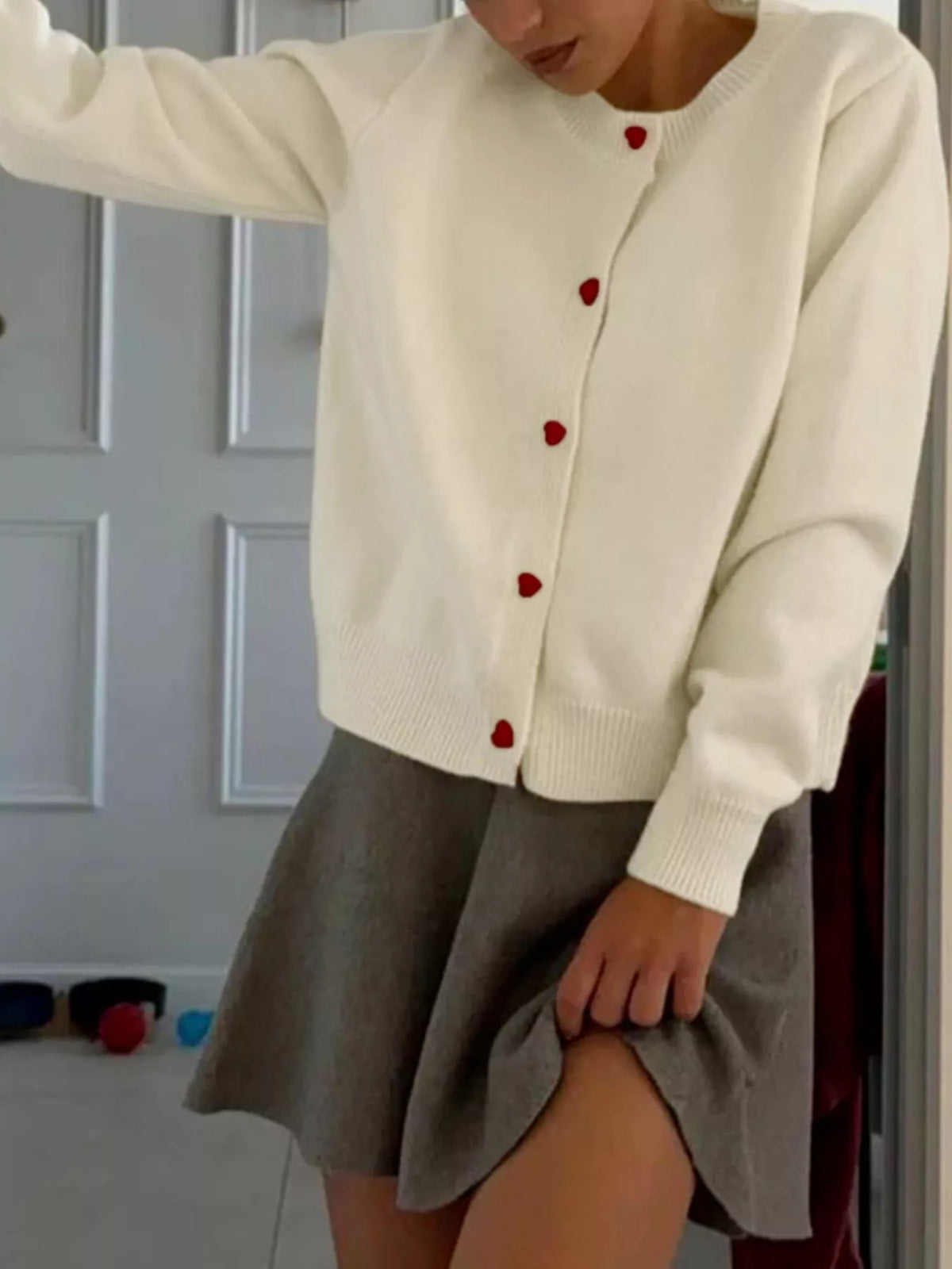 Button-Front Long Sleeve Cardigan