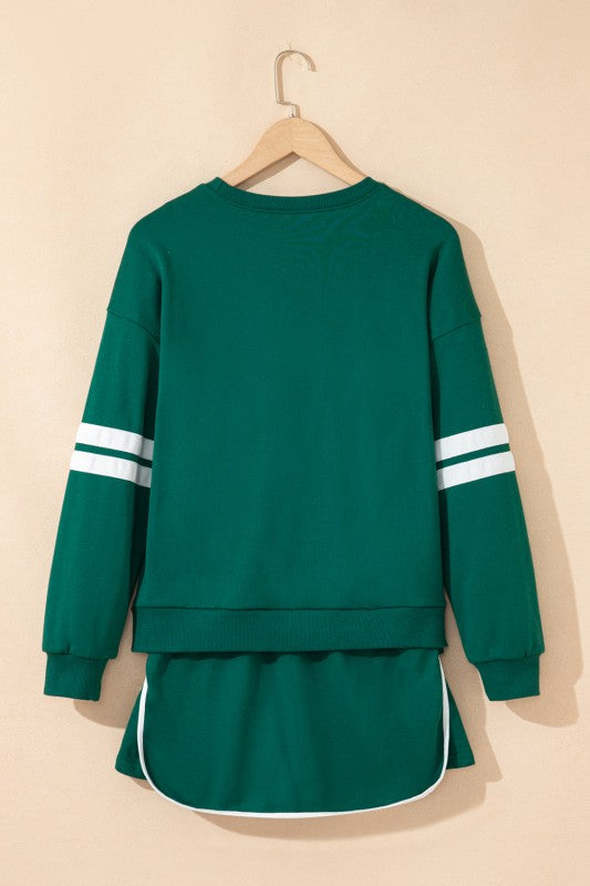 Conjunto de jersey y minifalda Varsity Stripe