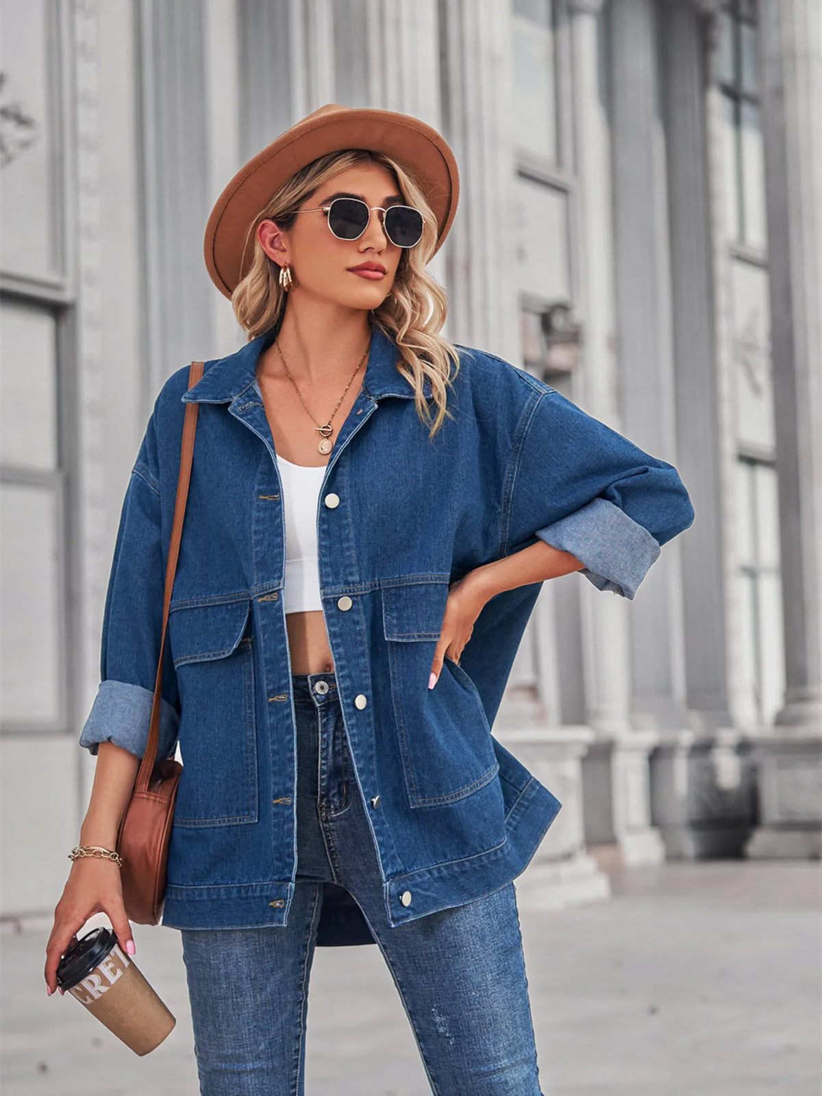 Button Up Long Sleeve Denim Jacket