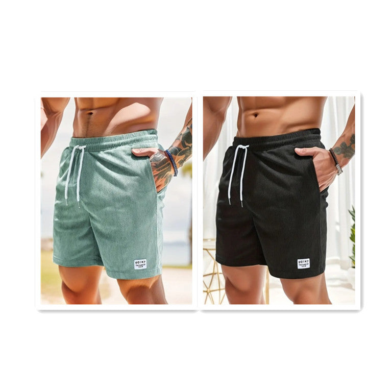 Pantalones cortos de cordón con cordones, pantalones cortos deportivos de pana para hombre, ropa de hombre